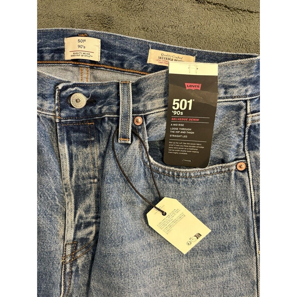 New Levi’s 501 ‘90s 27x30 Big E Selvedge Redline Jeans Denim Sashiko Repair NWT - Picture 6 of 10